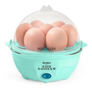 Nostalgia My-mini 7 Egg Cooker One Touch Cooking Poacher Scrambler Recipes Teal
